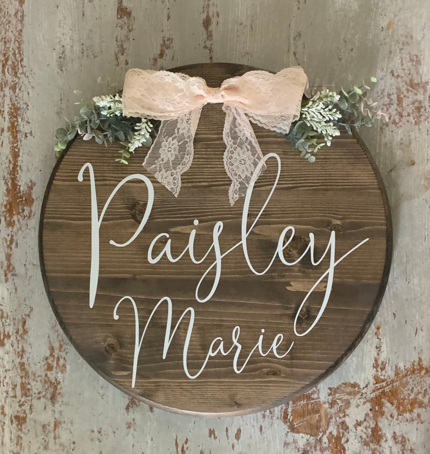 Custom Name 18” wood round sign