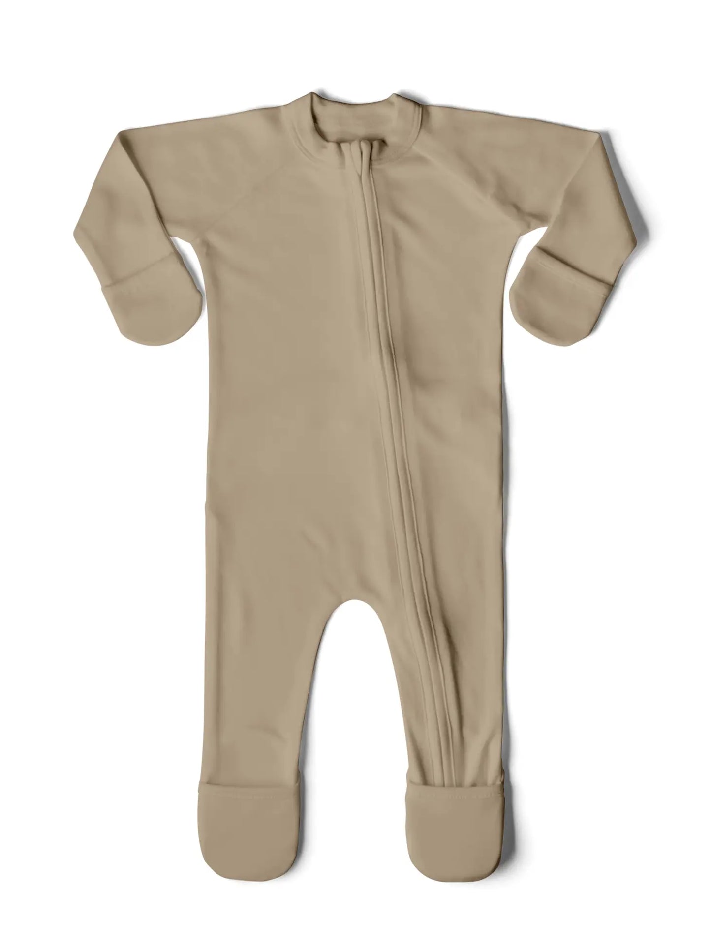 Viscose Bamboo + Organic Cotton Footie - Sandstone