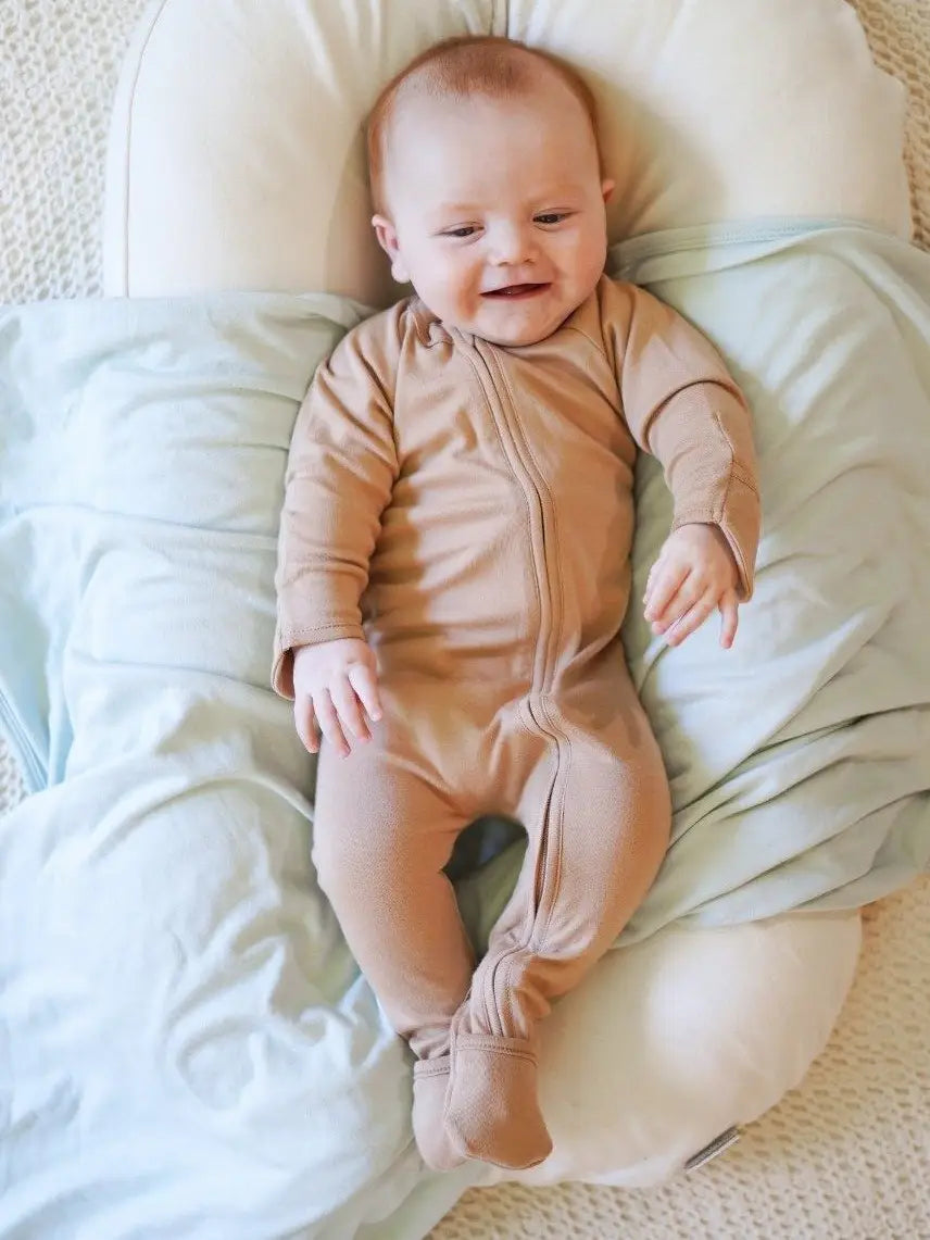 Viscose Bamboo + Organic Cotton Footie - Sandstone