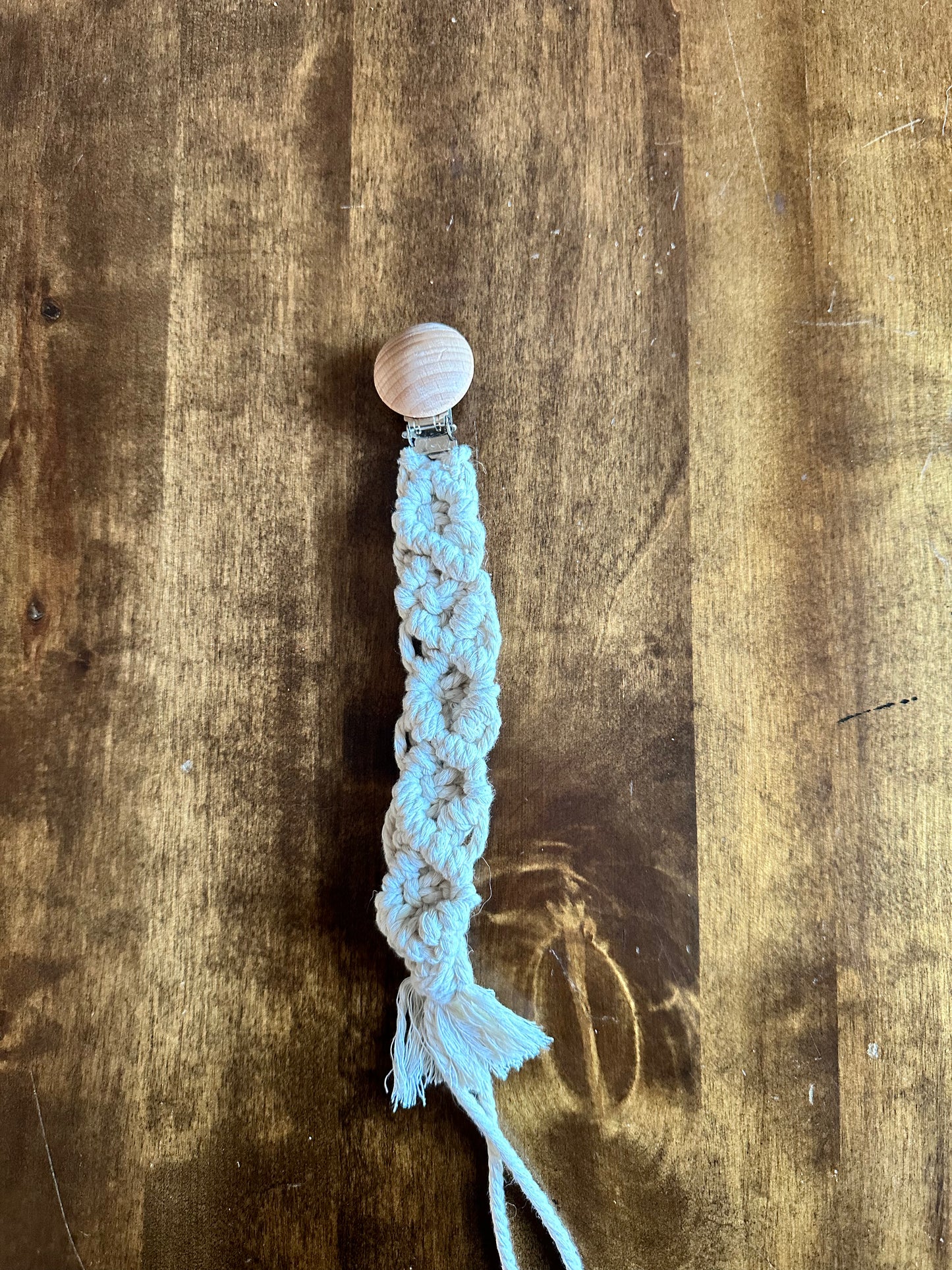 Diamond Macrame Pacifier Clip