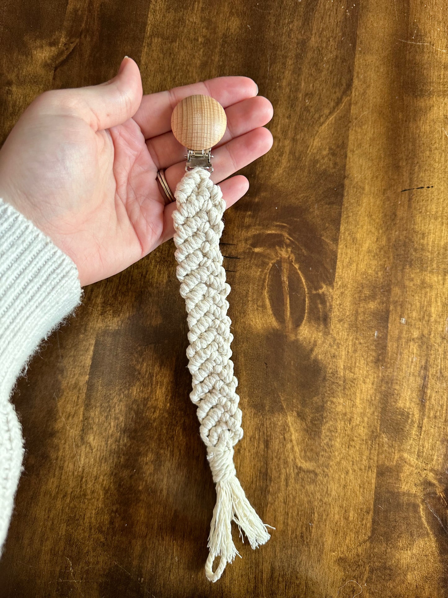 Fishtail Macrame Pacifier Clip