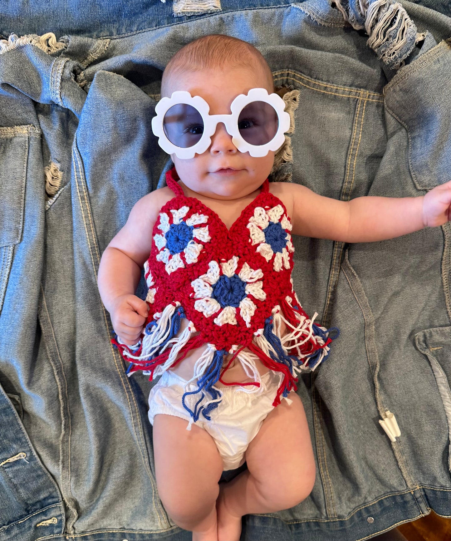 Red, White & Blue Boho Top