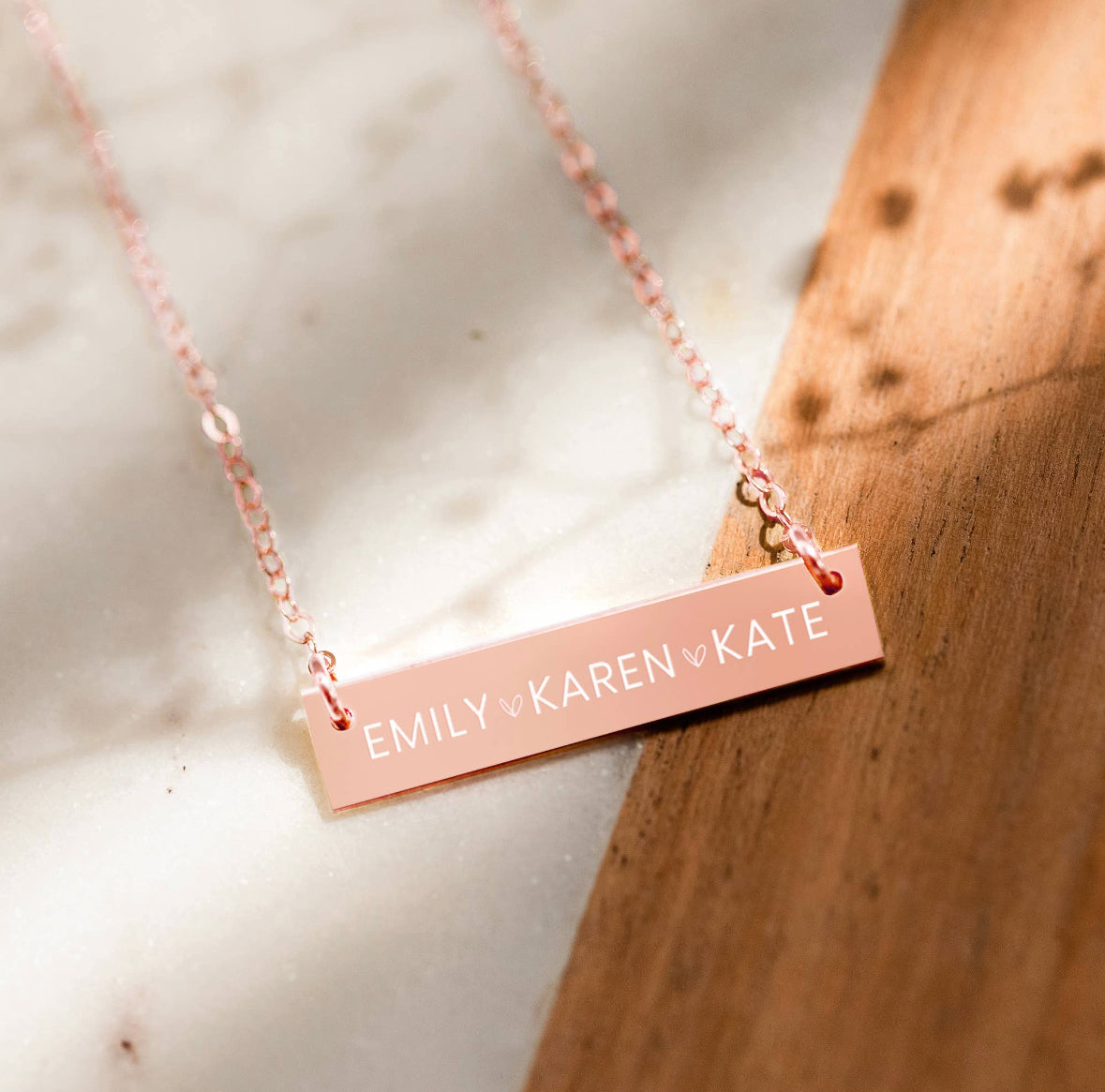 Pre- Order Personalized Kids Names Gold Filled Engraved Bar Necklace