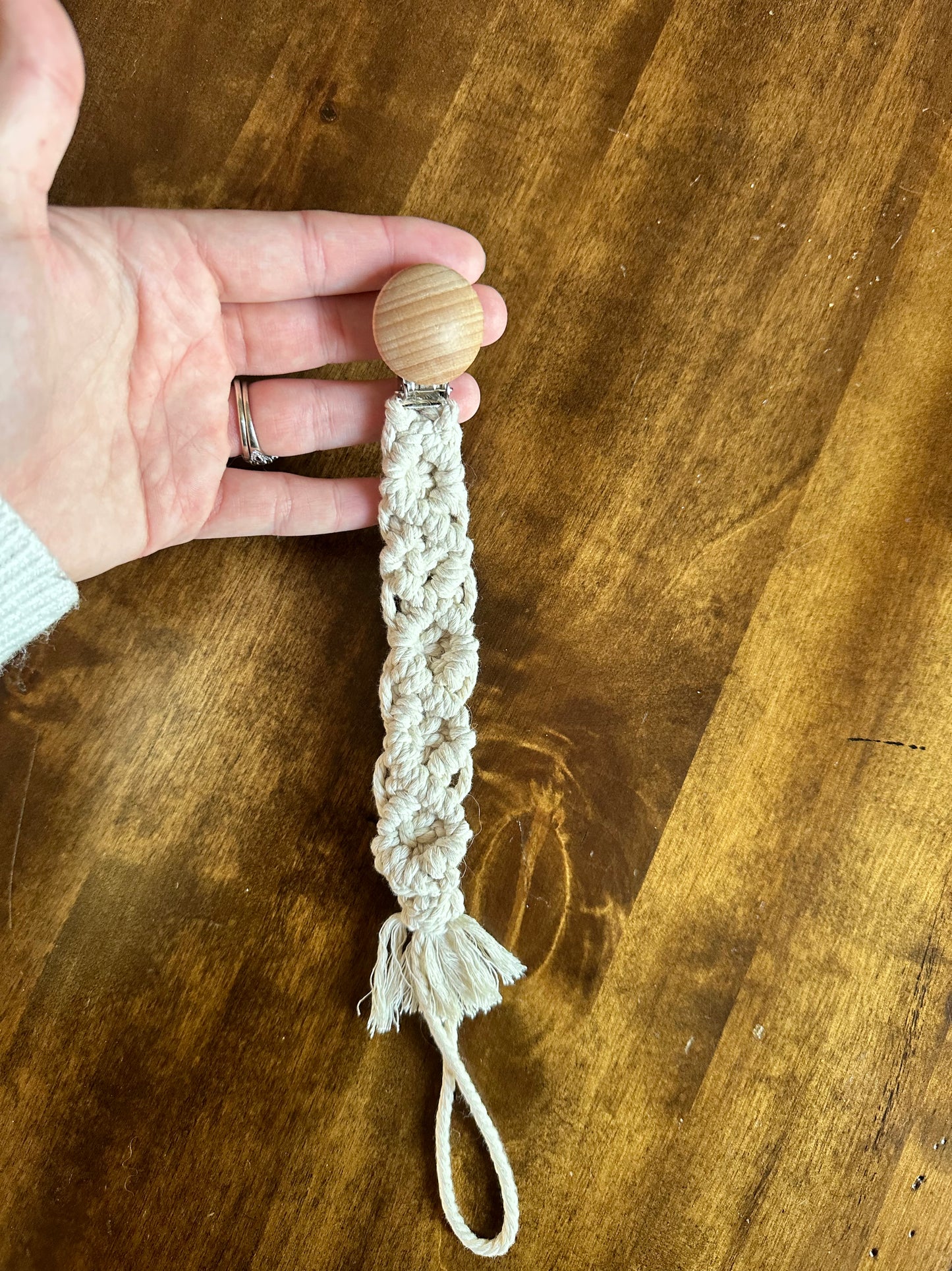 Diamond Macrame Pacifier Clip