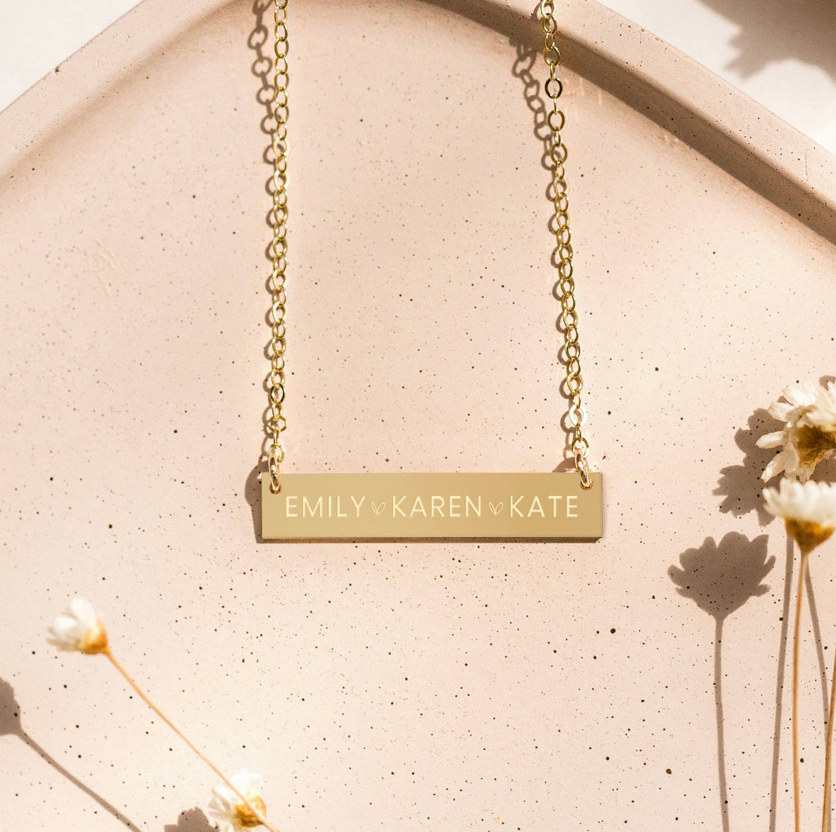 Pre- Order Personalized Kids Names Gold Filled Engraved Bar Necklace