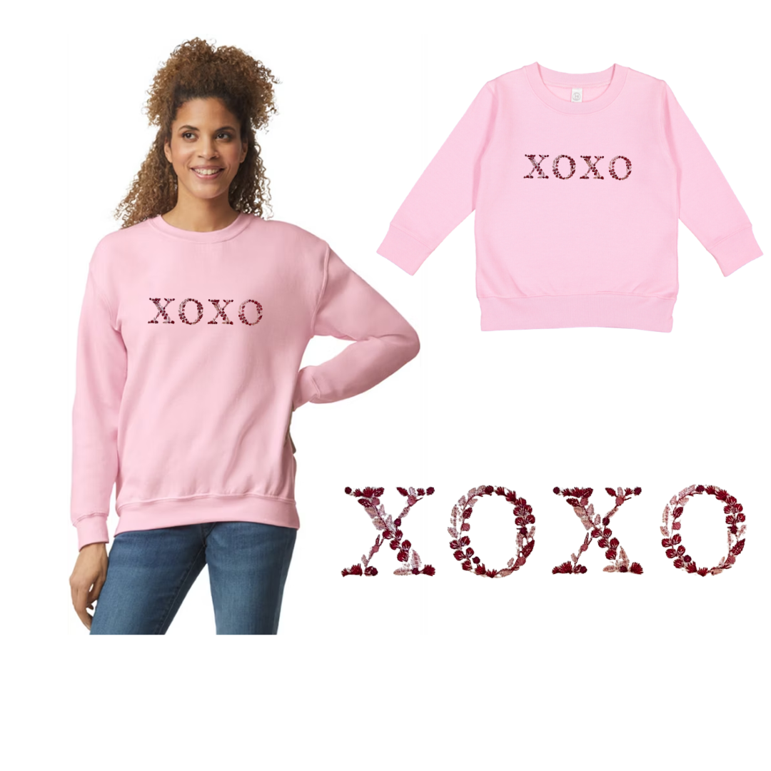 Valentine’s Day Adult XOXO Embroidered Sweatshirt
