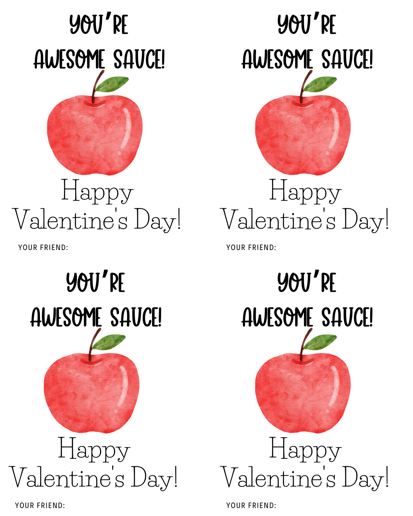 Awesome Sauce Printable Valentine's Day Cards - Digital Download