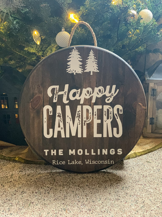 Happy Campers 18” Custom Wood Round