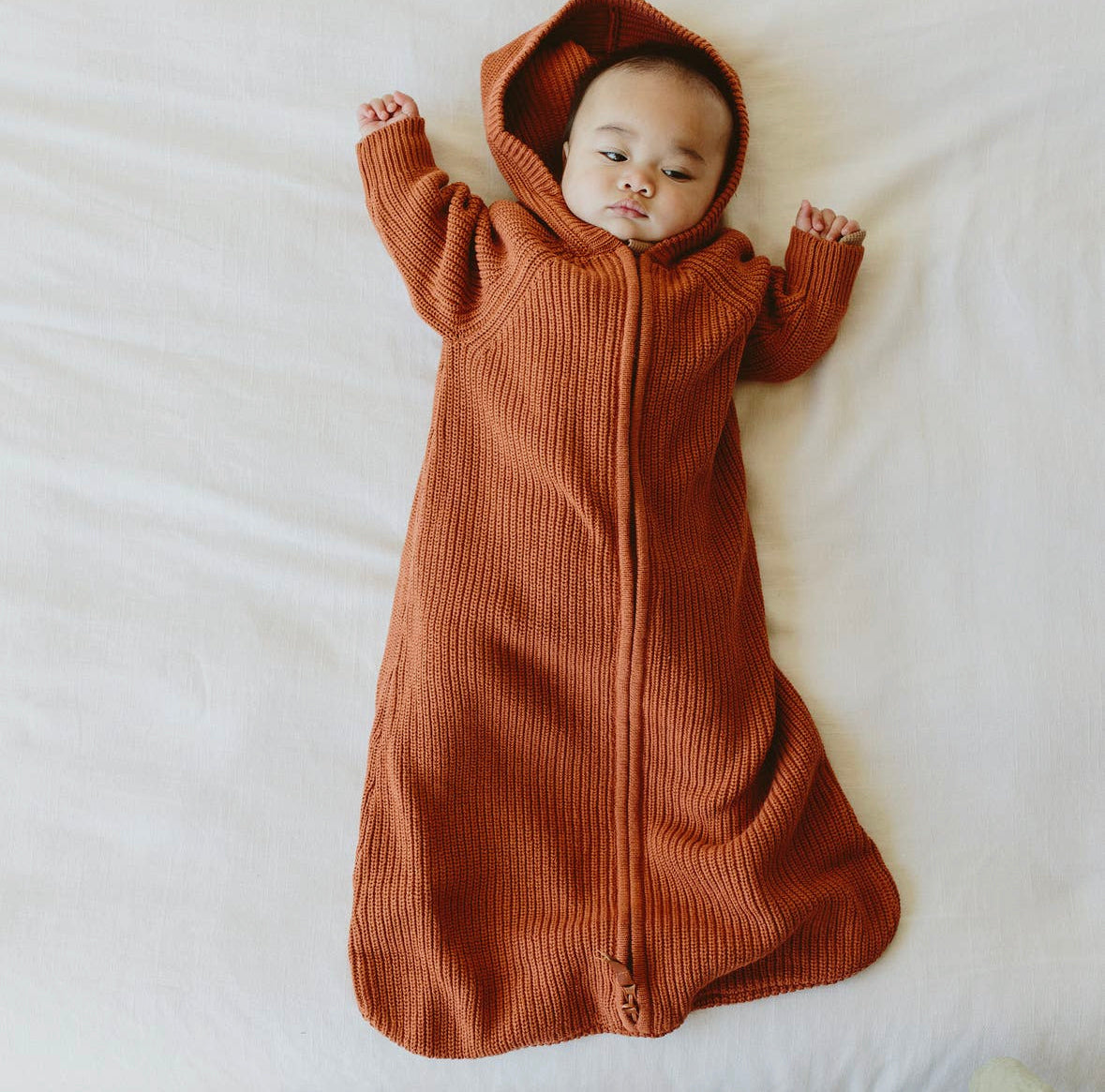 Cotton Knit Baby Wearable Blanket- Clay