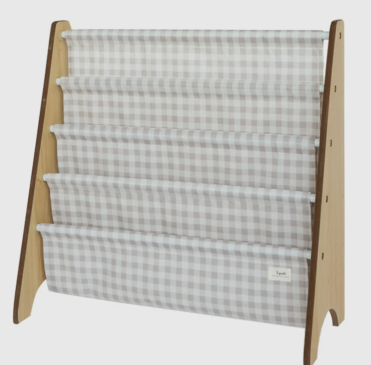 Recycled Fabric Kids Book Rack -Beige 
Gingham