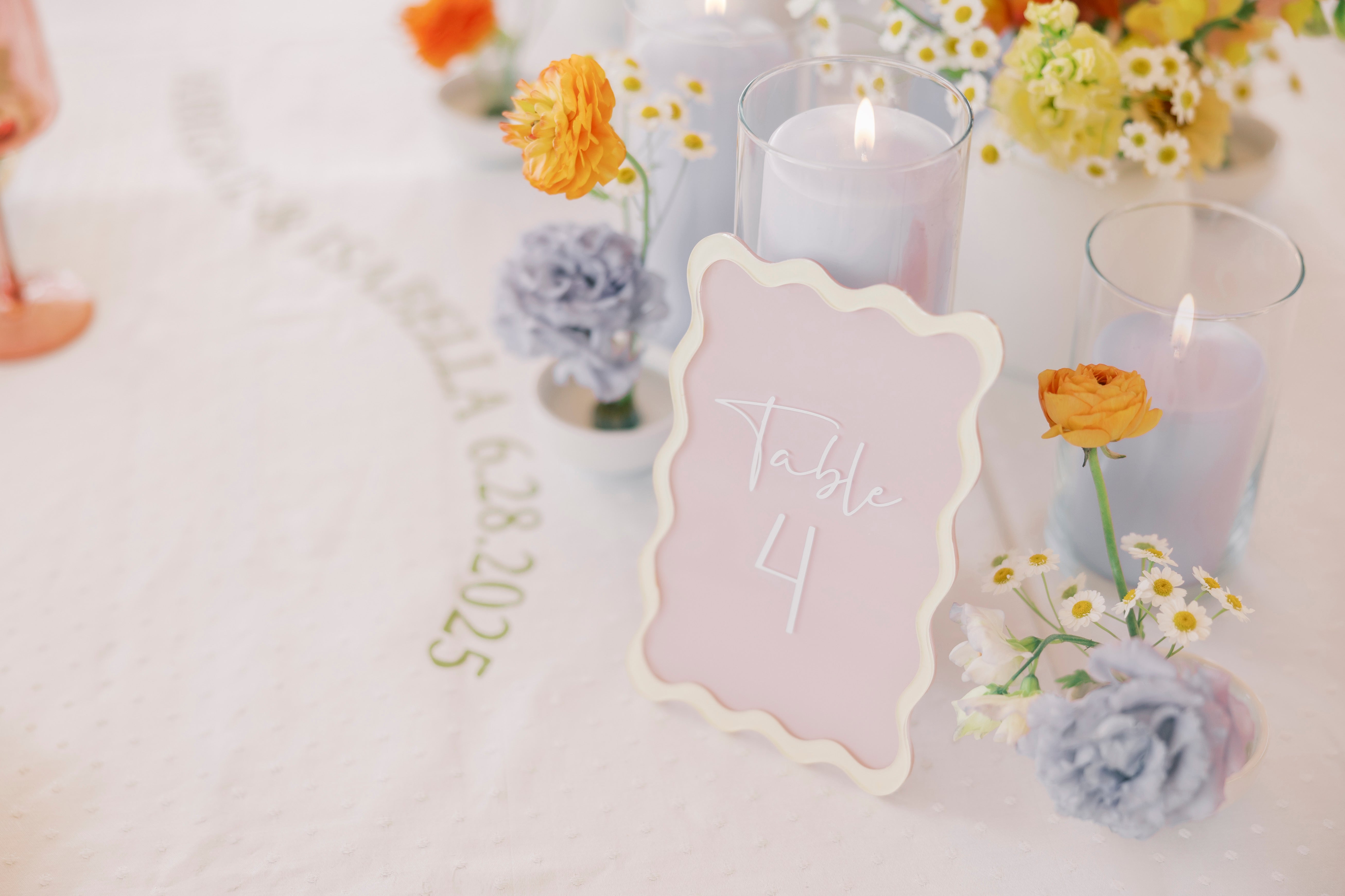 Colorful contemporary wedding details