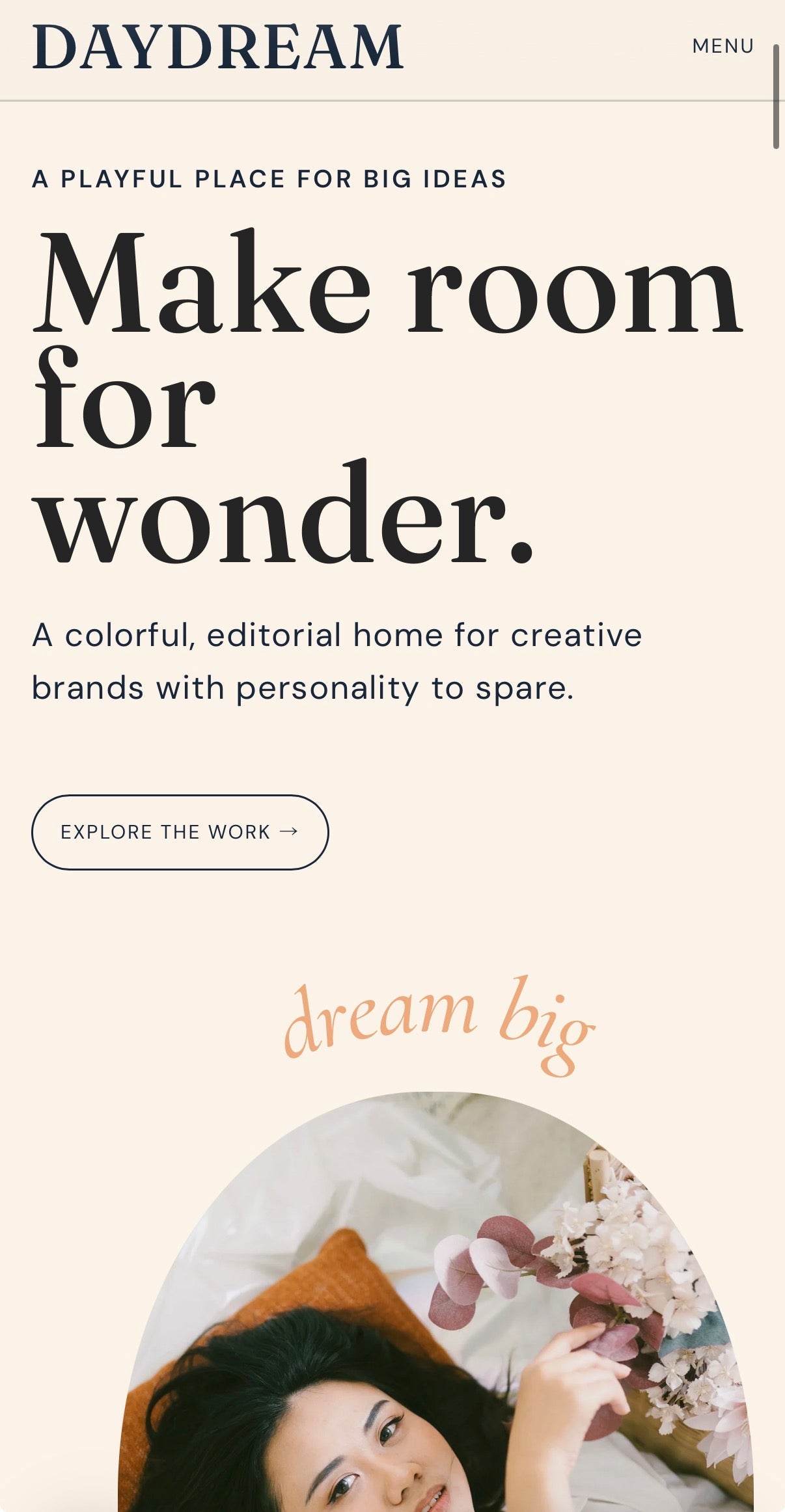 Daydream Shopify theme mobile hero section
