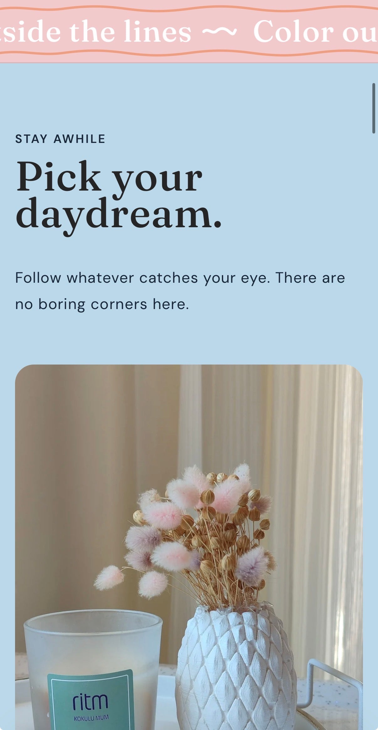 Daydream Shopify theme mobile Pick Your Daydream section