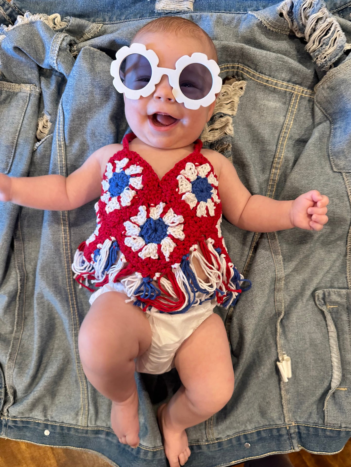 Red, White & Blue Boho Top