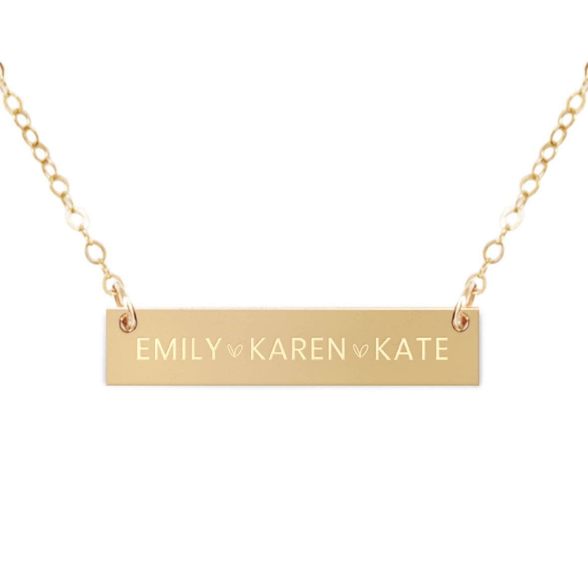 Pre- Order Personalized Kids Names Gold Filled Engraved Bar Necklace