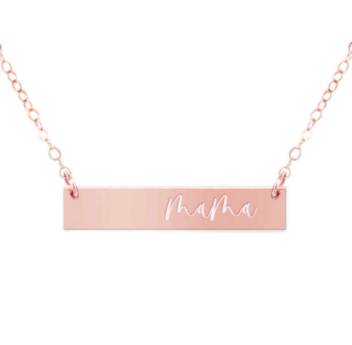 Mama Filled Engraved Bar Necklace