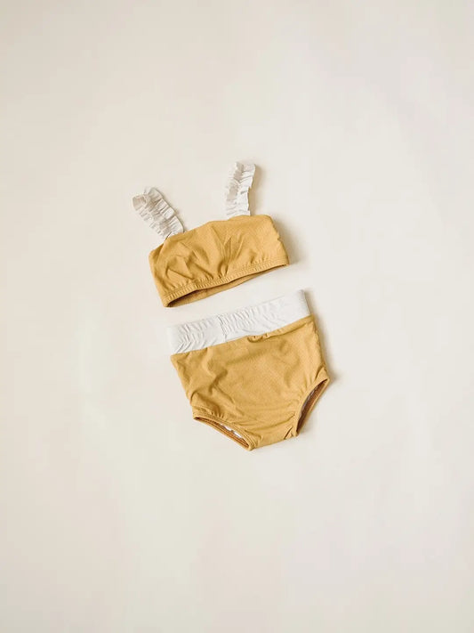 Strap Bandeau Bikini Set - Mustard